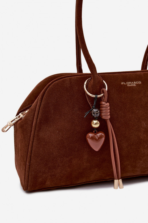 z eko semišuoIna KabelkaBrelokiem Hnedá farba Noelia