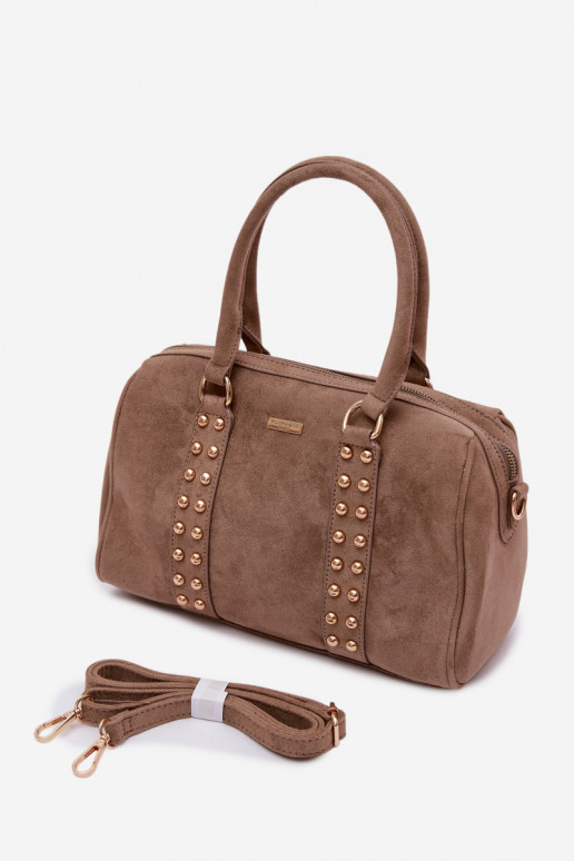 Kabelka Typu Kufor Ze zlatej farbymi Svorníky Tmavýbéžová Emelle