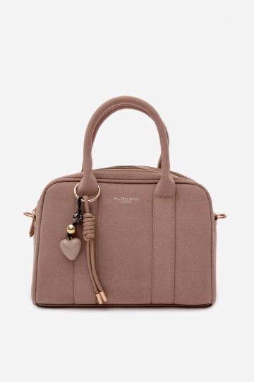 Kabelka Typu Kufor z eko semišuoInaBrelokiem slonovina Sorielle