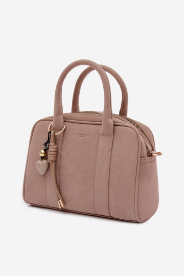 Kabelka Typu Kufor z eko semišuoInaBrelokiem slonovina Sorielle 2