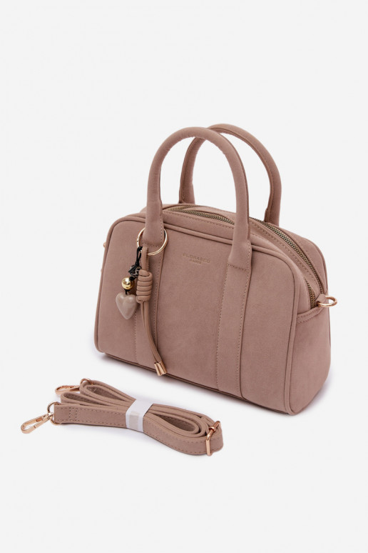 Kabelka Typu Kufor z eko semišuoInaBrelokiem slonovina Sorielle