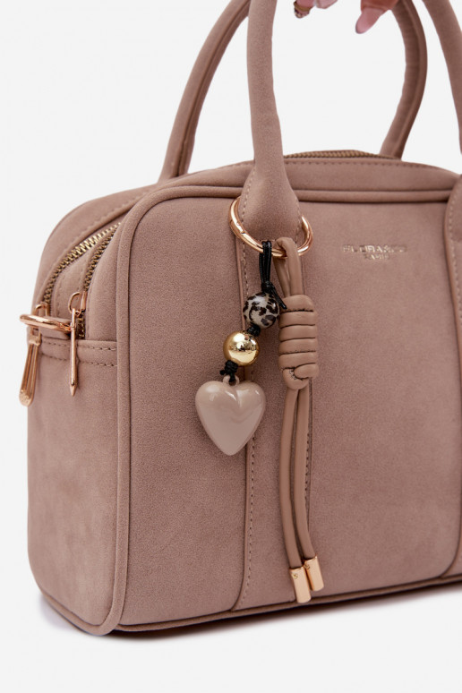 Kabelka Typu Kufor z eko semišuoInaBrelokiem slonovina Sorielle