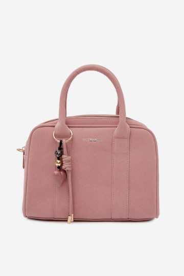 Kabelka Typu Kufor z eko semišuoInaBrelokiem Ružová Sorielle