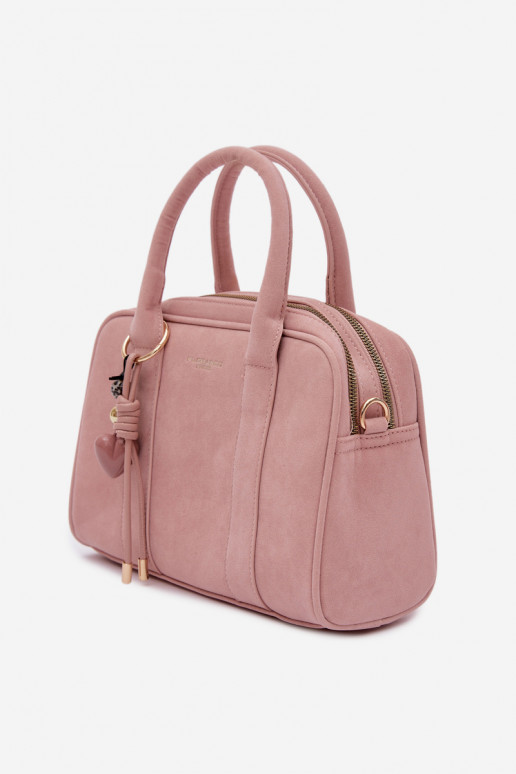 Kabelka Typu Kufor z eko semišuoInaBrelokiem Ružová Sorielle
