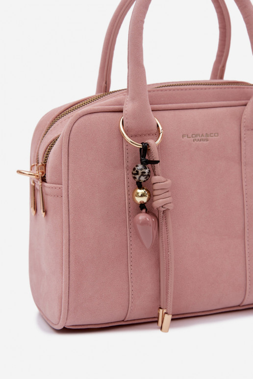 Kabelka Typu Kufor z eko semišuoInaBrelokiem Ružová Sorielle