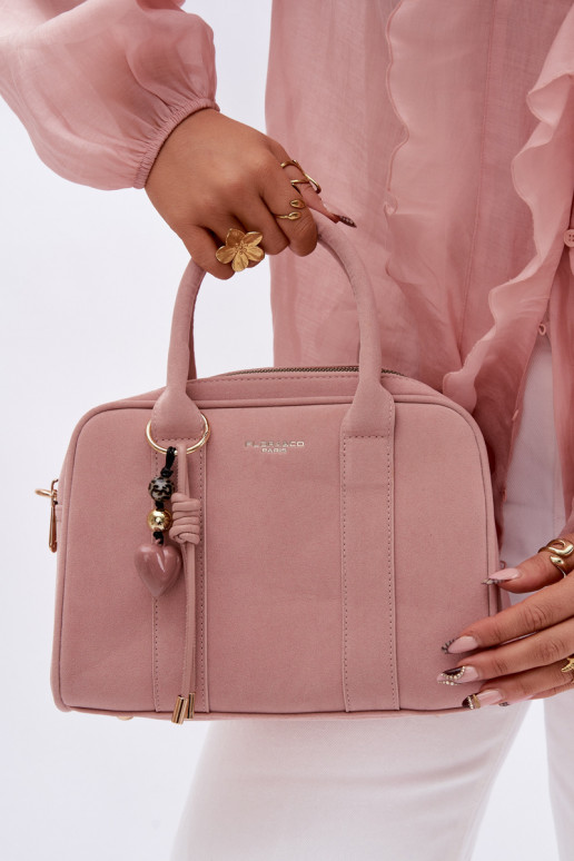 Kabelka Typu Kufor z eko semišuoInaBrelokiem Ružová Sorielle