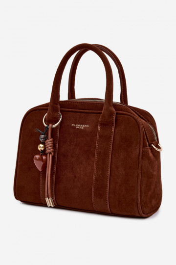 Kabelka Typu Kufor z eko semišuoInaBrelokiem Hnedá farba Sorielle 2