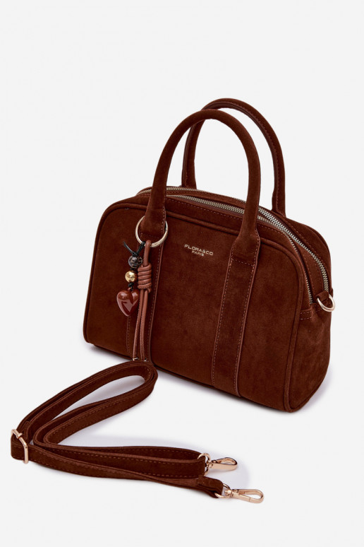 Kabelka Typu Kufor z eko semišuoInaBrelokiem Hnedá farba Sorielle