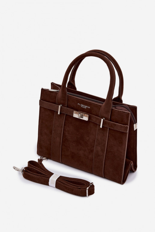 Kabelka Typu KuforImitacji zo semišuu CzekoladoIna Noressa