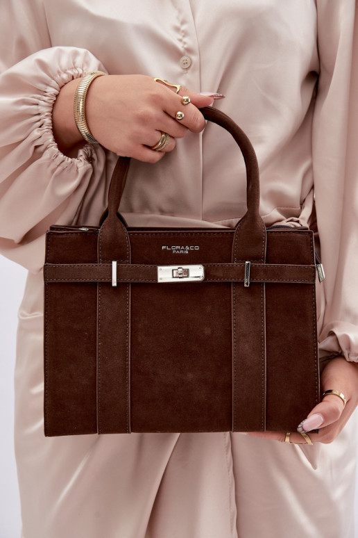 Kabelka Typu KuforImitacji zo semišuu CzekoladoIna Noressa