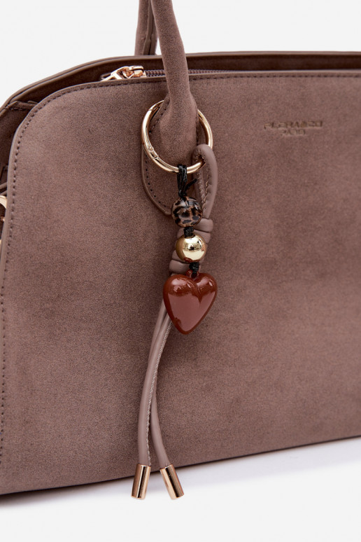 KabelkaBrelokiem I s prackamimi z eko semišuoIna Tmavýbéžová Violette