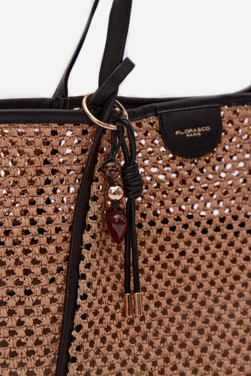 Povrch Kabelka Typu ZapnutékupujúciBrelokiem Veľký hnedá-čierna Mella