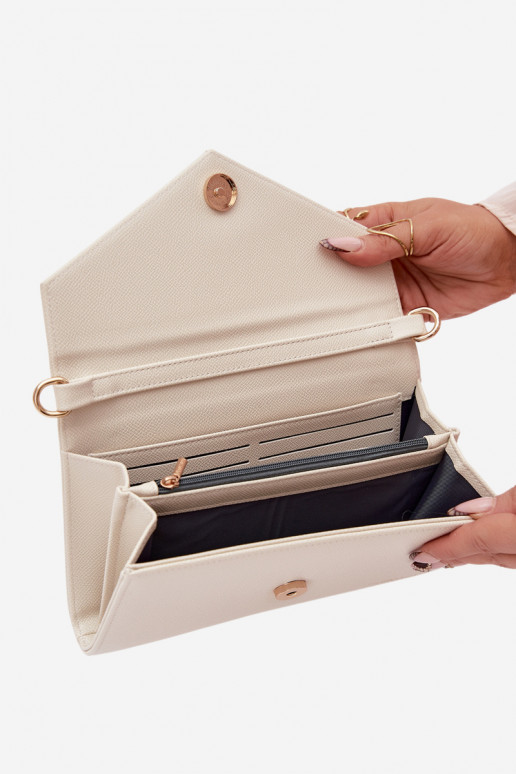 Kabelka typ obálky Peňaženka dva v jednom s ozdobnými pruhmi Svetlobéžová Pauline