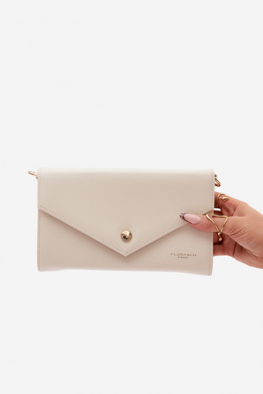 Kabelka typ obálky Peňaženka dva v jednom s ozdobnými pruhmi Svetlobéžová Pauline