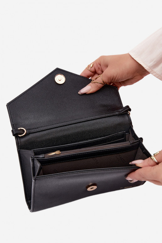 Kabelka typ obálky Peňaženka dva v jednom s ozdobnými pruhmi čierna Pauline