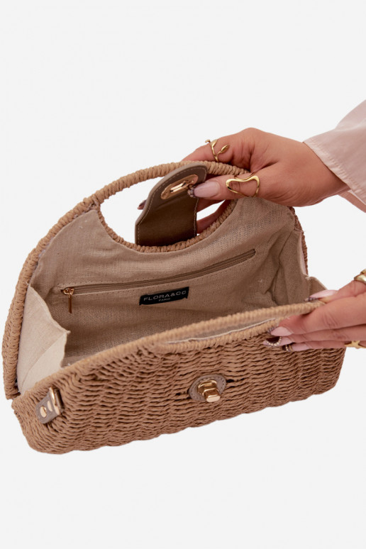 Povrch Málá kabelka s ozdobnými pruhmi hnedá-zlatej farby Delphine