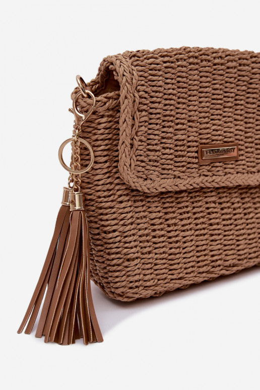 Málá kabelka Typu Poštárka s prelamovanými prvkami Hnedá Tamara