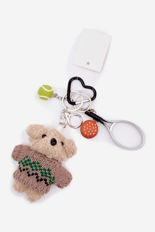 Breloczek ZaInieszka Do Torebki Kluczy plyšové medvede IN SIneterku RakietaPiłką Hamburger strieborná farba