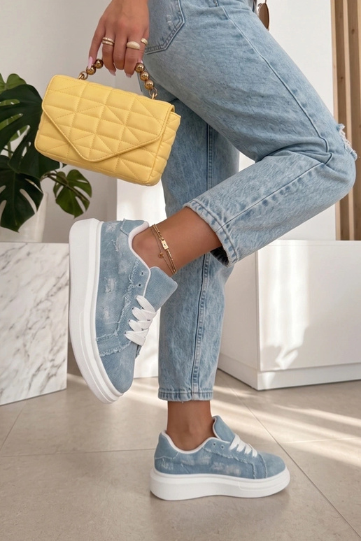 Modré tenisky na platforme s denim...