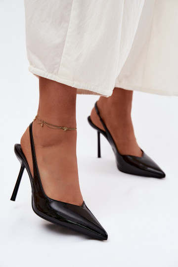 s lakovým efektom štekle sandáleImitacji Skóry čierna Calera