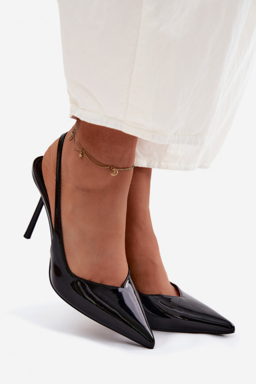 s lakovým efektom štekle sandáleImitacji Skóry čierna Calera