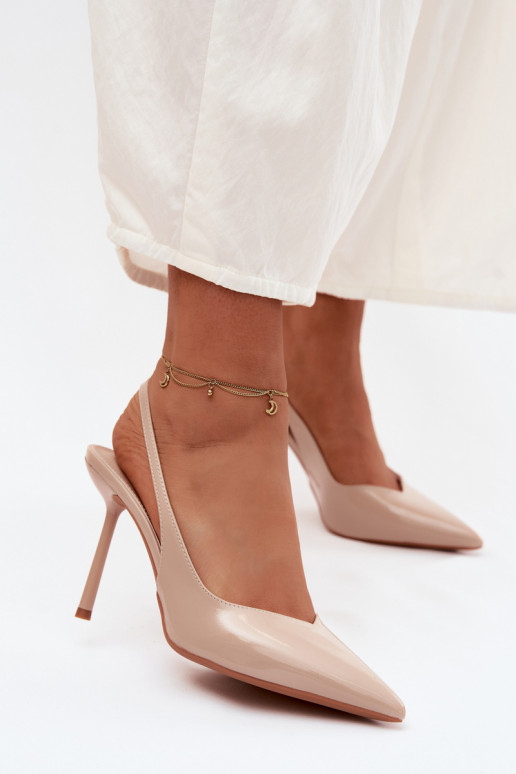 s lakovým efektom štekle sandáleImitacji Skóry béžová Calera