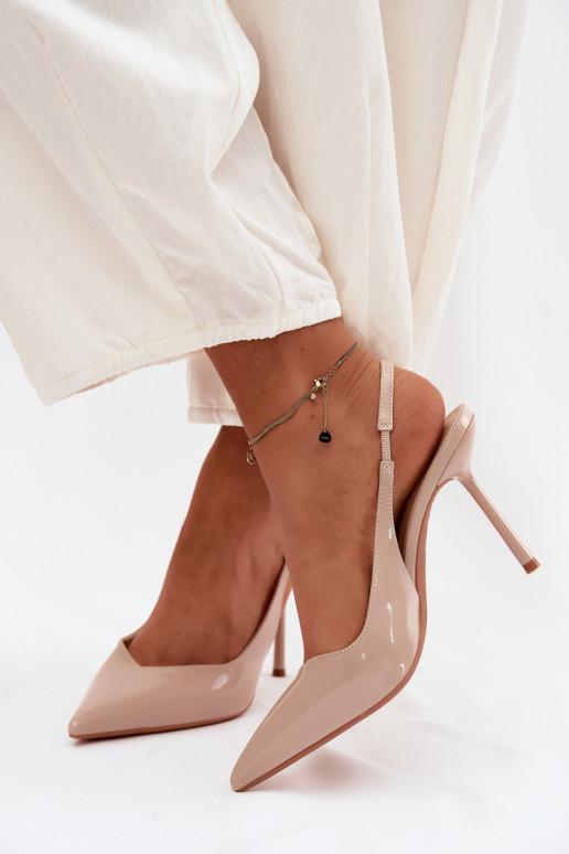 s lakovým efektom štekle sandáleImitacji Skóry béžová Calera