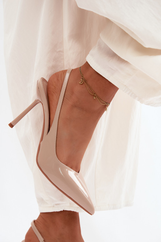 s lakovým efektom štekle sandáleImitacji Skóry béžová Calera