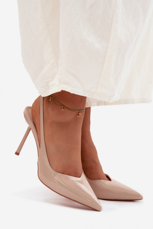 s lakovým efektom štekle sandáleImitacji Skóry béžová Calera