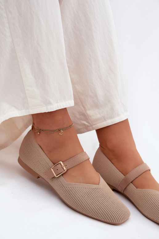 BalerínkyPruhované topánkygo Máteriálu Pasek s prackami béžová Calvra