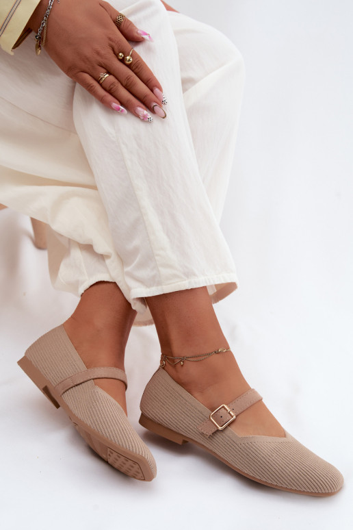 BalerínkyPruhované topánkygo Máteriálu Pasek s prackami béžová Calvra