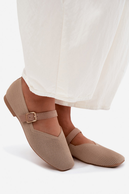 BalerínkyPruhované topánkygo Máteriálu Pasek s prackami béžová Calvra