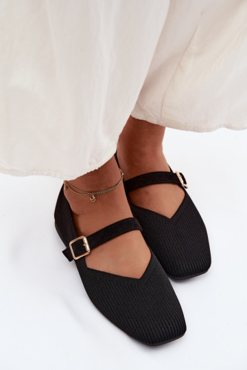 BalerínkyPruhované topánkygo Máteriálu Pasek s prackami čierna Calvra