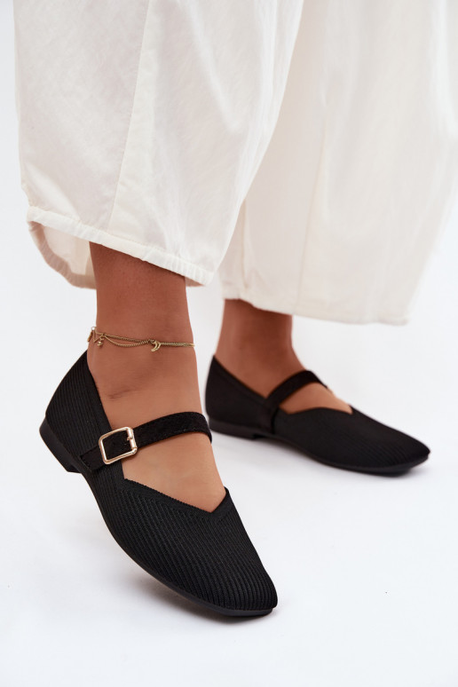 BalerínkyPruhované topánkygo Máteriálu Pasek s prackami čierna Calvra