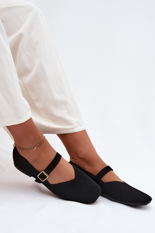 BalerínkyPruhované topánkygo Máteriálu Pasek s prackami čierna Calvra