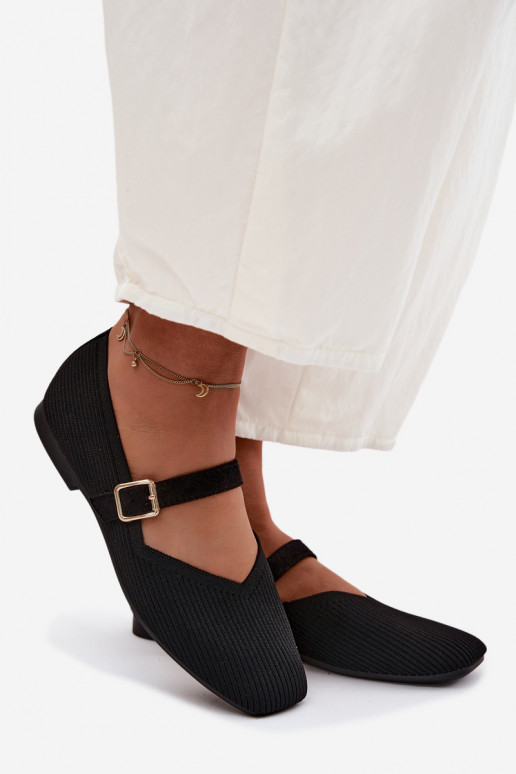 BalerínkyPruhované topánkygo Máteriálu Pasek s prackami čierna Calvra