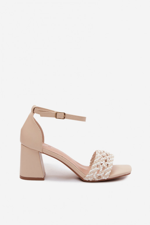 Dámske sandále na vysokom opätku S vrkočom slonovina Felena