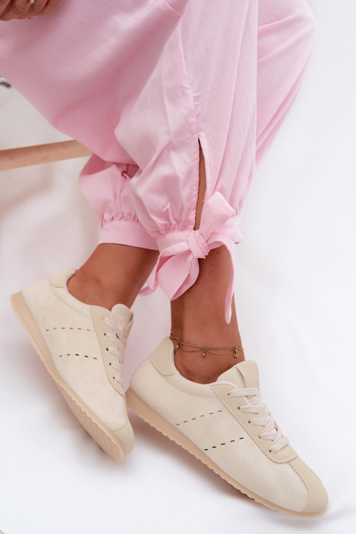 Tenisky model obuvi Dámskez eko semišuu Nízka slonovina Melvelin