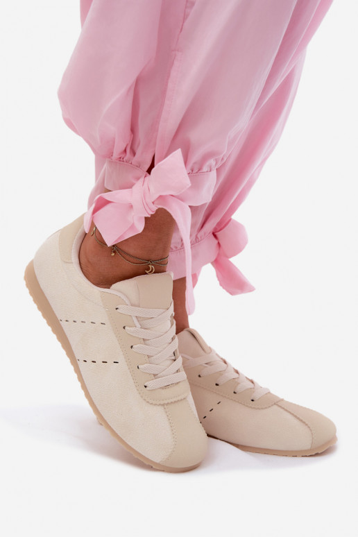 Tenisky model obuvi Dámskez eko semišuu Nízka slonovina Melvelin