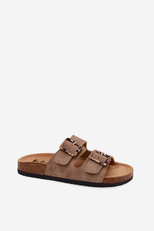 Khaki dámske šľapky s prackami Lee Cooper LCIN-26-35-4451L
