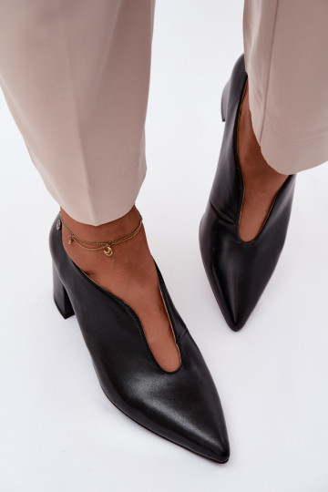 Kožené topánky Dámske s podpätkami Máciejka K7469-01 čierna