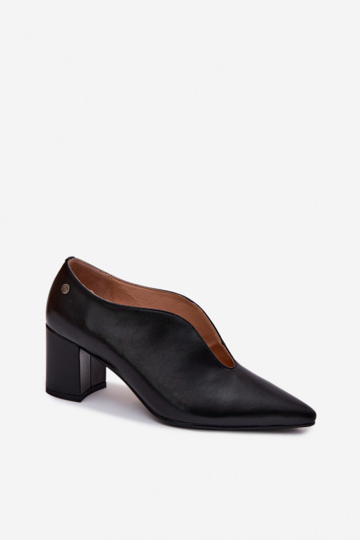 Kožené topánky Dámske s podpätkami Máciejka K7469-01 čierna