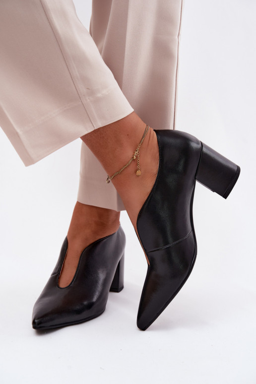 Kožené topánky Dámske s podpätkami Máciejka K7469-01 čierna