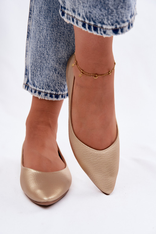 Baleríny z umelej kože farby zlatej Nelisa
