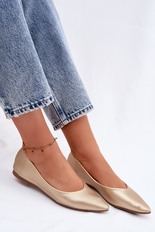 Baleríny z umelej kože farby zlatej Nelisa