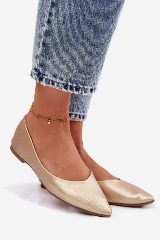 Baleríny z umelej kože farby zlatej Nelisa