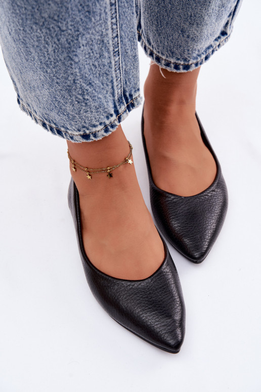 Baleríny z umelej kože v čiernej farbe Nelisa