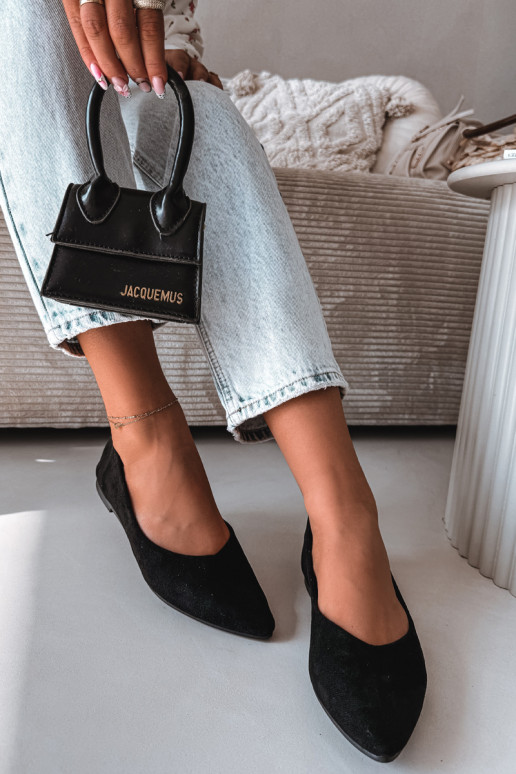 Baleríny ploché z umelého semišu farby čiernej Lelisa