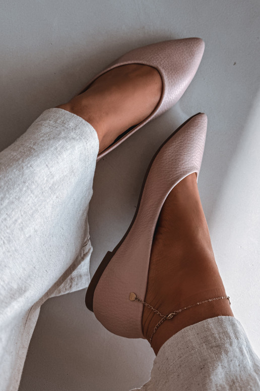 Baleríny z umelej kože farby ružovej Nelisa