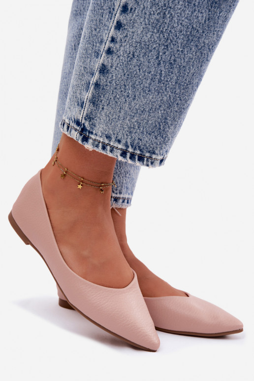 Baleríny z umelej kože farby ružovej Nelisa